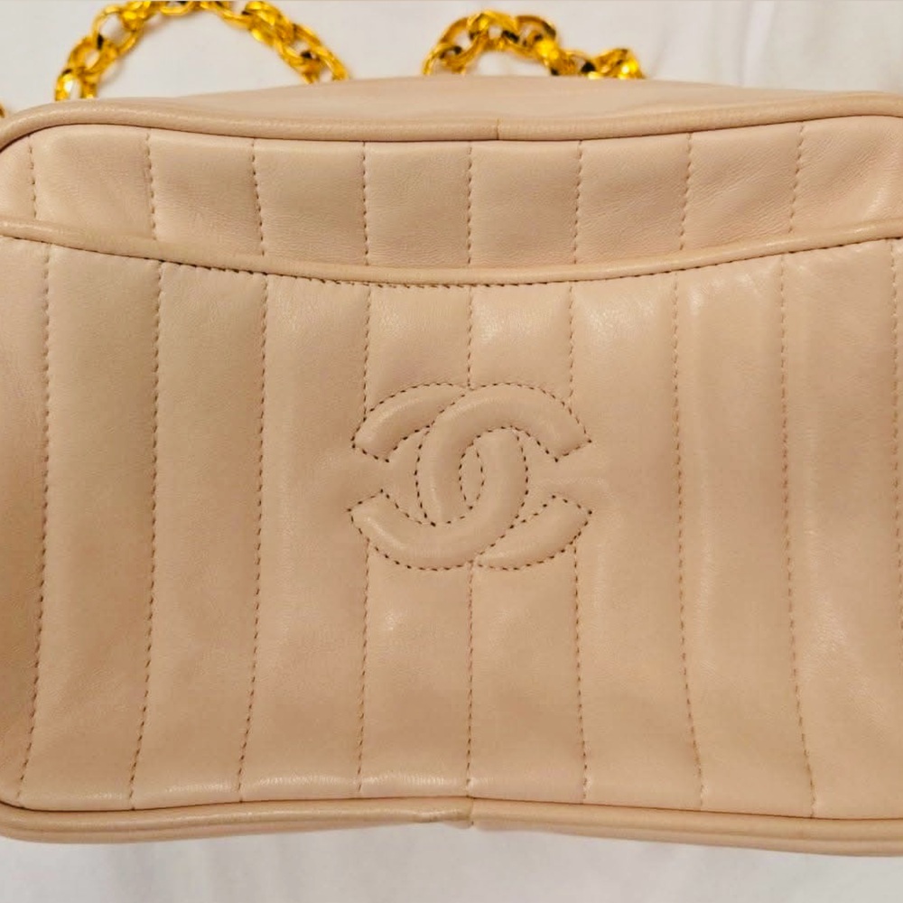 Chanel Light Pink Leather Crossbody with Gold Chain